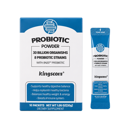 Daily Probiotic Powder for Gut Health | Kingscom’s 30 Billion CFUs & 8 Strains for Optimal Wellness
