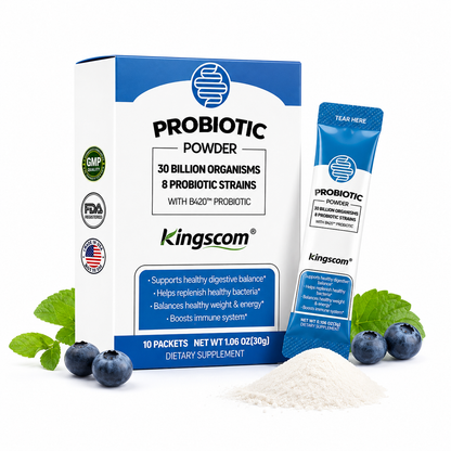 Kingscom Daily Probiotic Powder – 30 Billion CFUs & 8 Strains