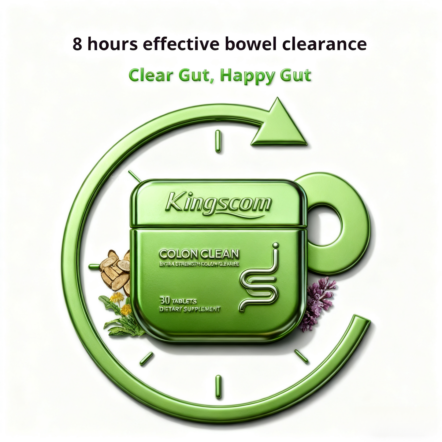 KingsCom Fast-Acting Cleansing Pills: Gentle Herbal Gut Wellness Support