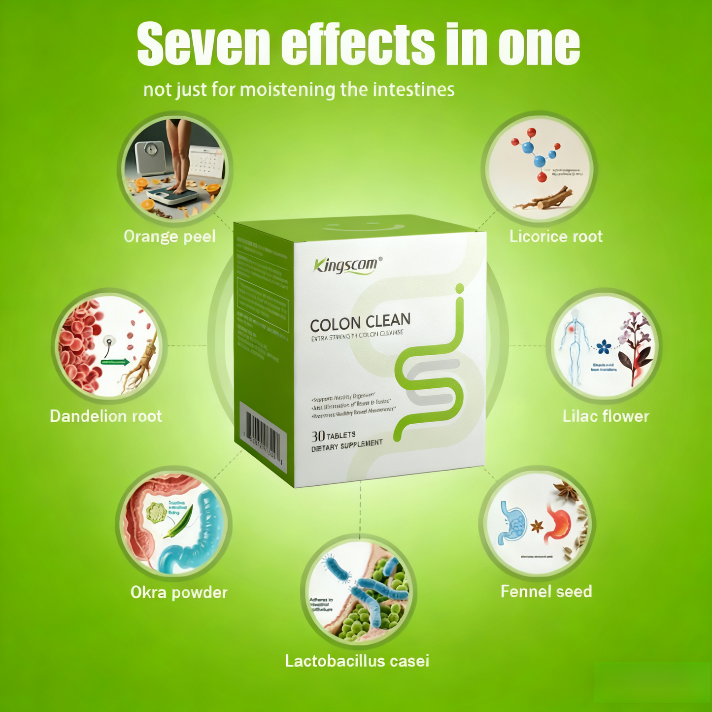 KingsCom Fast-Acting Cleansing Pills: Gentle Herbal Gut Wellness Support