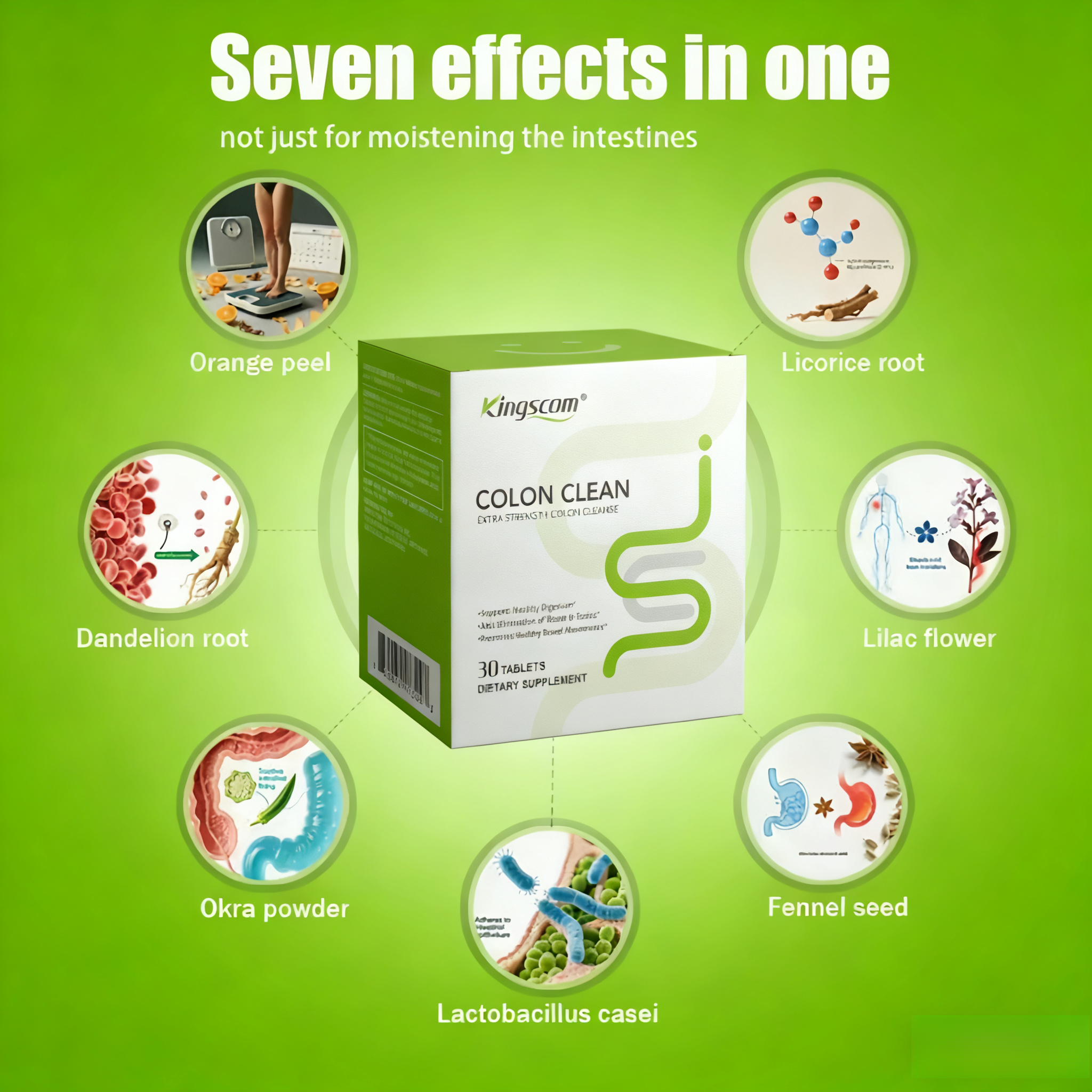 KingsCom Fast-Acting Cleansing Pills: Gentle Herbal Detox for Gut Wellness