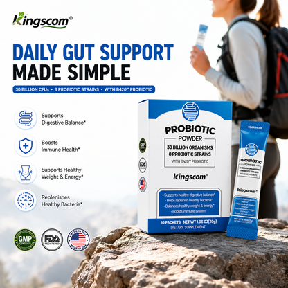 Kingscom Daily Probiotic Powder – 30 Billion CFUs & 8 Strains