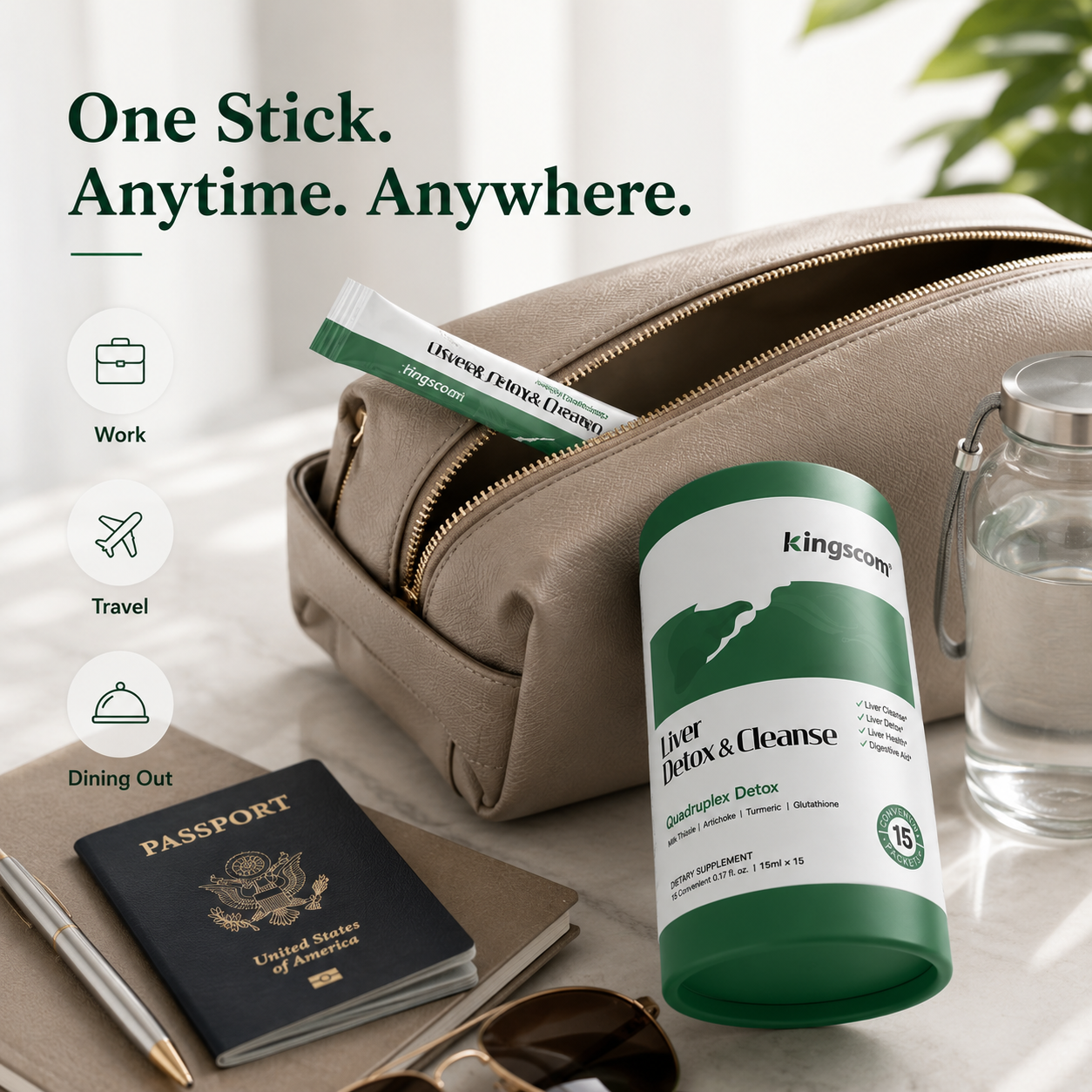 Kingscom Liver Detox & Cleanse Sticks | Daily Liver, Digestion & Antioxidant Support