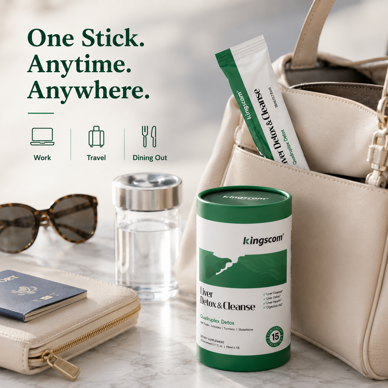Kingscom Liver Detox & Cleanse Sticks | Daily Liver, Digestion & Antioxidant Support