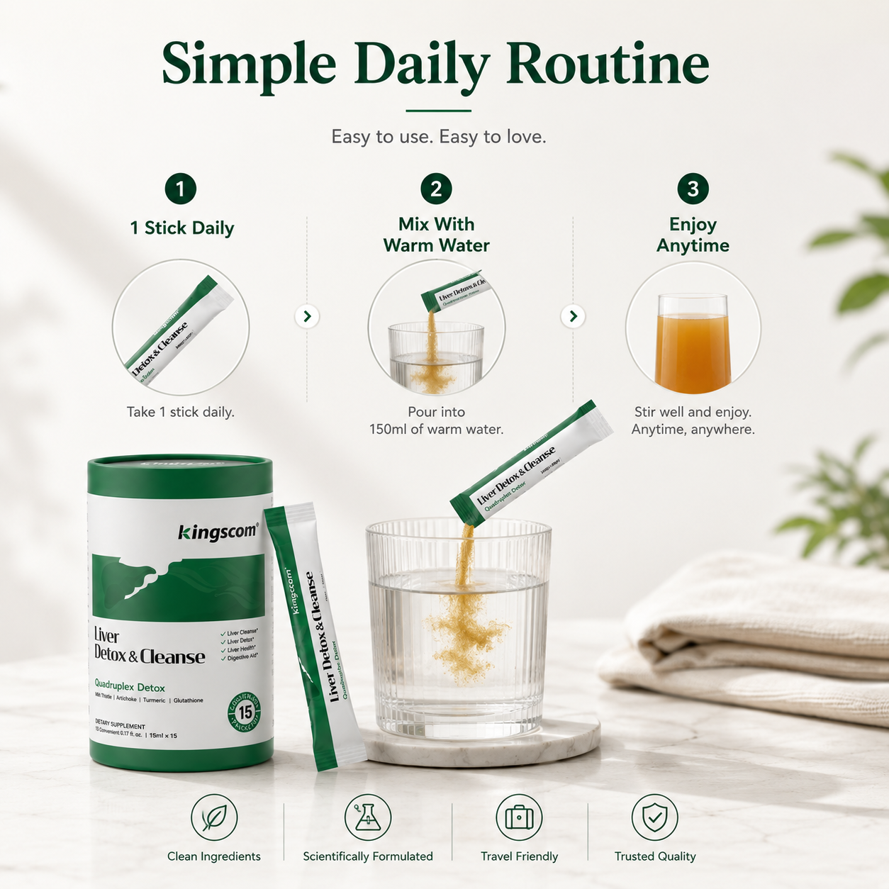 Kingscom Liver Detox & Cleanse Sticks | Daily Liver, Digestion & Antioxidant Support