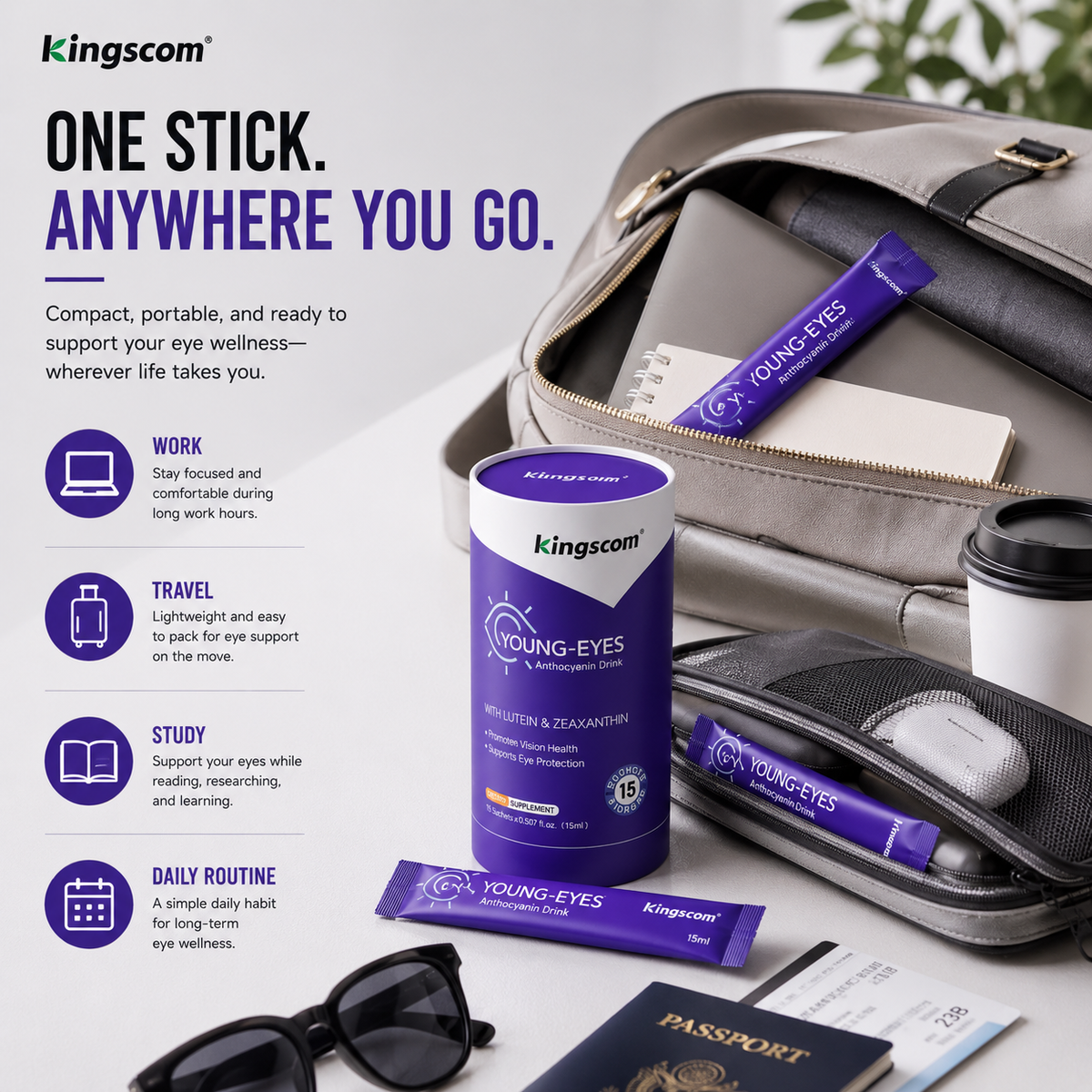 Kingscom Young-Eyes Anthocyanin Eye Wellness Drink – 15 Sticks