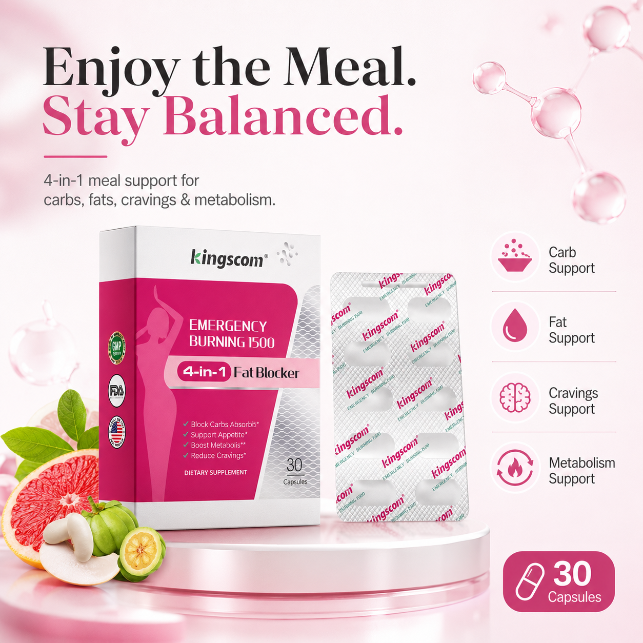 Kingscom 4-in-1 Meal Balance Capsules 30ct