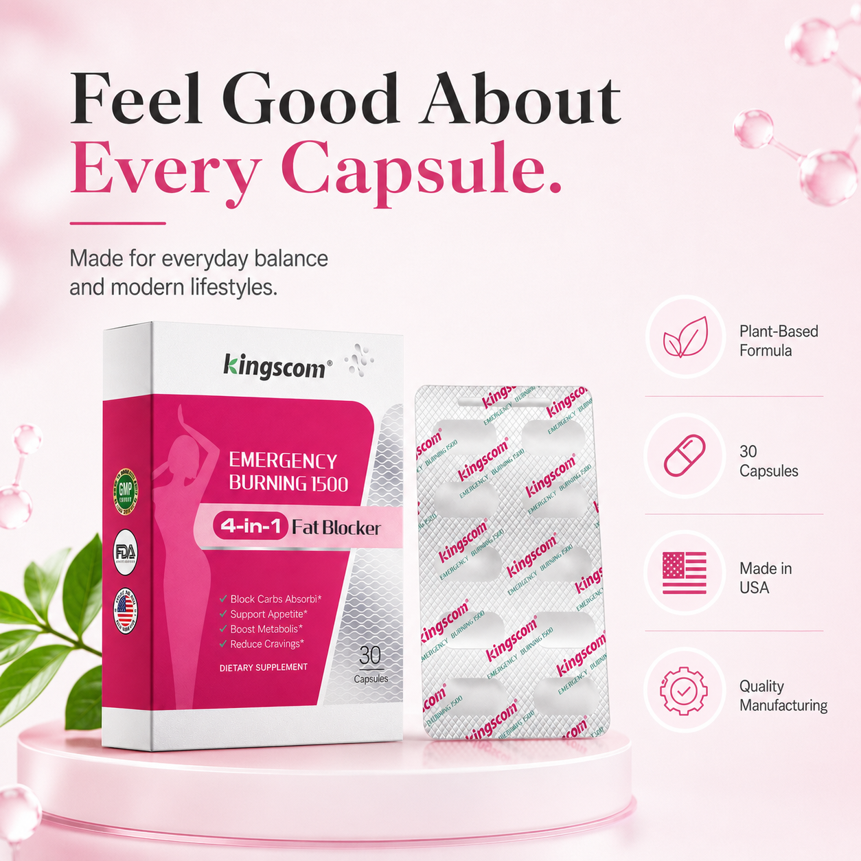 Kingscom 4-in-1 Meal Balance Capsules 30ct