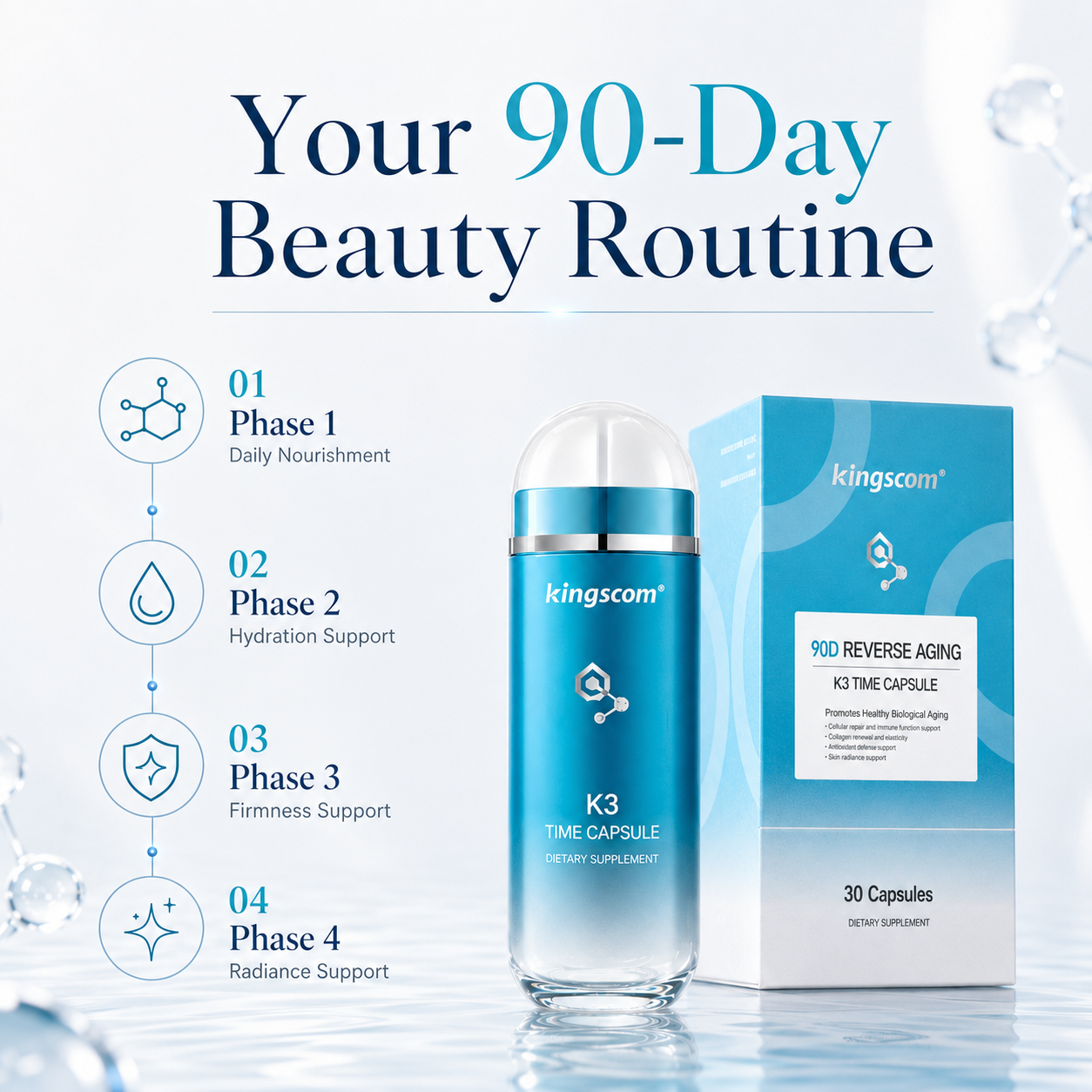 Kingscom K3 Time Capsule Anti-Aging Skin Supplement 30 Capsules