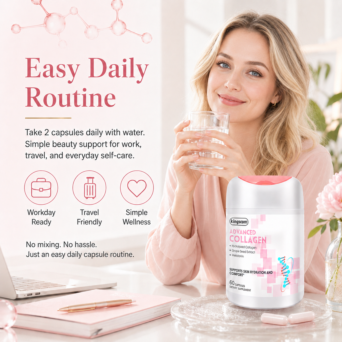 Kingscom Collagen Peptide Capsules – Daily Skin Hydration & Wellness Support