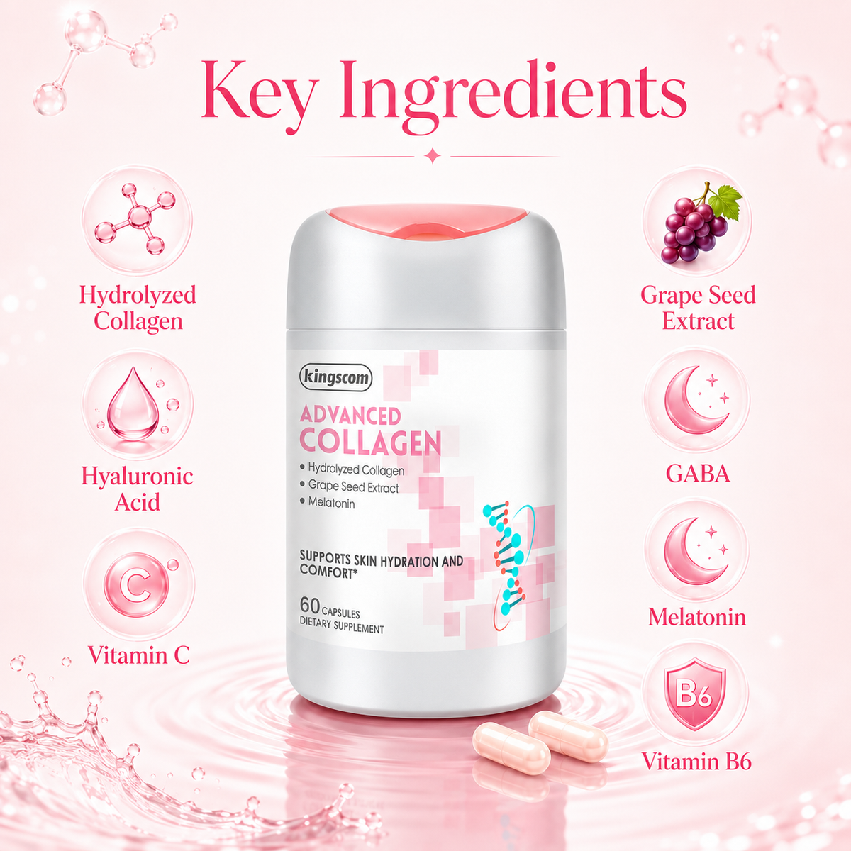 Kingscom Collagen Peptide Capsules – Daily Skin Hydration & Wellness Support