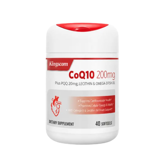 Kingscom CoQ10 200mg with PQQ Heart Support 40 Softgels